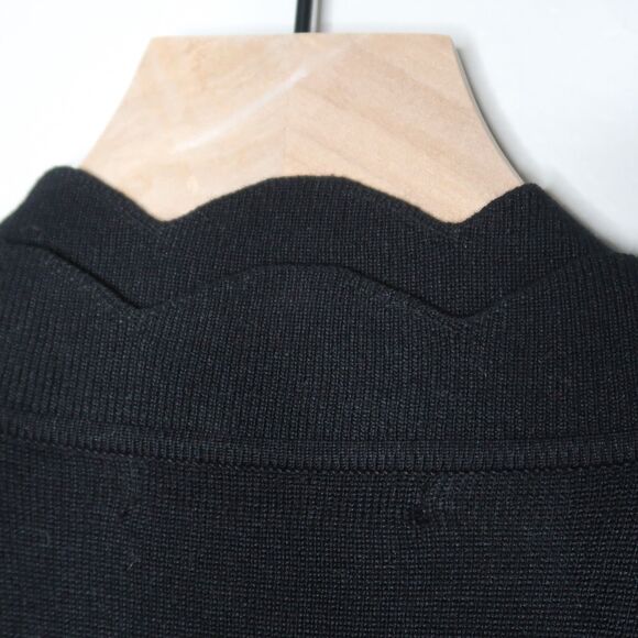Cable &‎ Gauge Womens Open Front Cardigan Large Black Scalloped Cropped Office - Picture 10 of 10